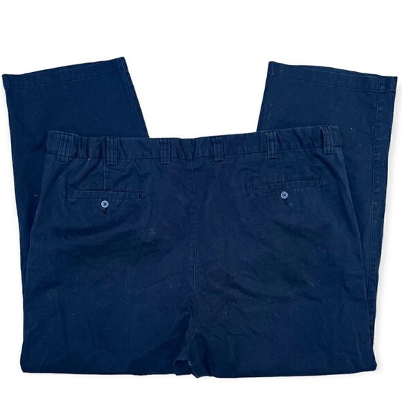 HARBOR BAY BIG & TALL NAVY BLUE ELASTIC WAIST CHINOS WAIST 50 - Picture 2 of 6